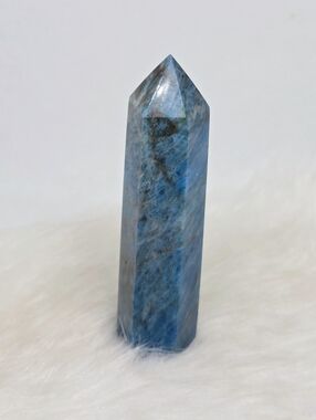 Blue Apatite Tower Point | High Flash Ocean Blue Crystal | Polished Generator |